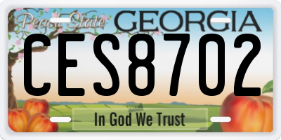 GA license plate CES8702