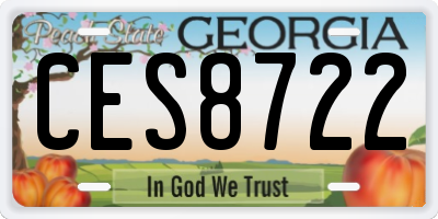 GA license plate CES8722