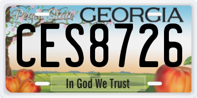 GA license plate CES8726