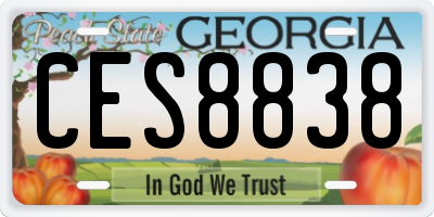 GA license plate CES8838