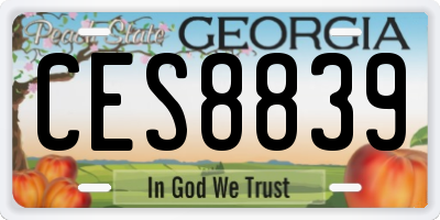 GA license plate CES8839