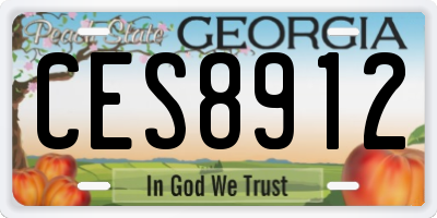GA license plate CES8912