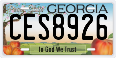 GA license plate CES8926