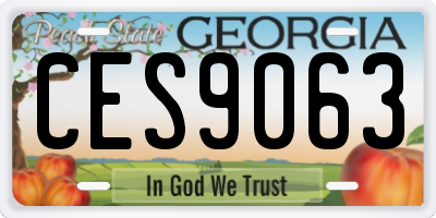 GA license plate CES9063
