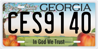 GA license plate CES9140