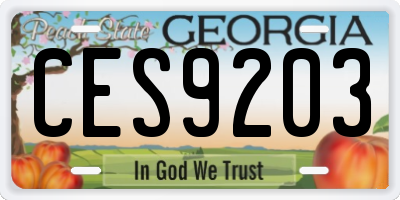GA license plate CES9203