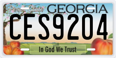 GA license plate CES9204