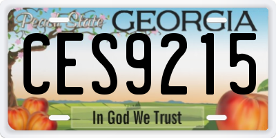 GA license plate CES9215