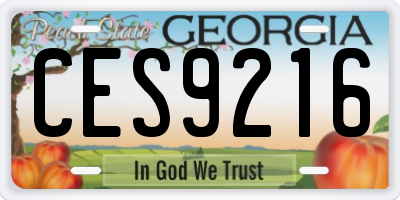 GA license plate CES9216