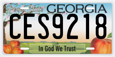 GA license plate CES9218