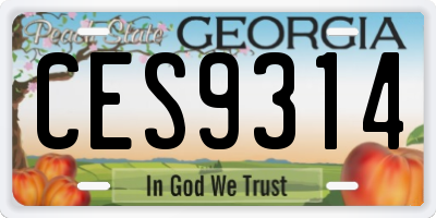 GA license plate CES9314