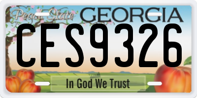 GA license plate CES9326