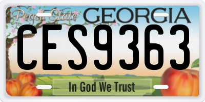 GA license plate CES9363