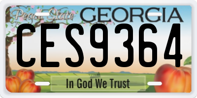 GA license plate CES9364