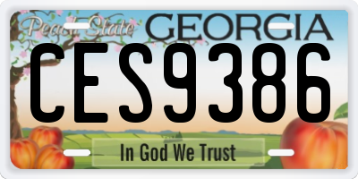 GA license plate CES9386