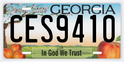 GA license plate CES9410