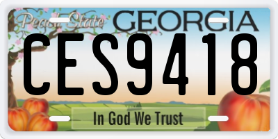 GA license plate CES9418
