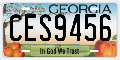 GA license plate CES9456