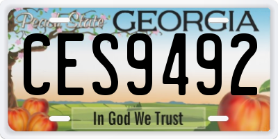 GA license plate CES9492