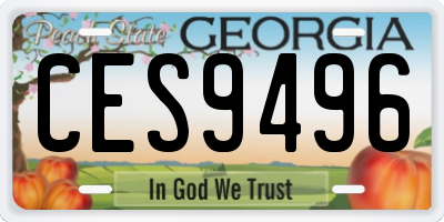 GA license plate CES9496