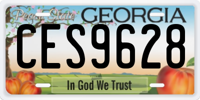GA license plate CES9628