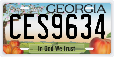 GA license plate CES9634