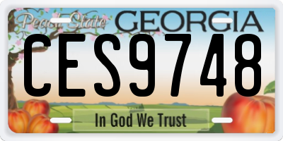 GA license plate CES9748