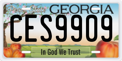 GA license plate CES9909