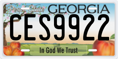 GA license plate CES9922