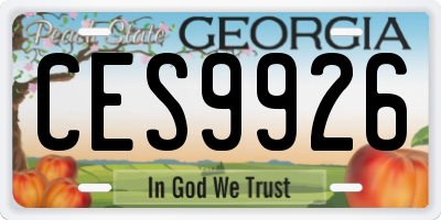 GA license plate CES9926