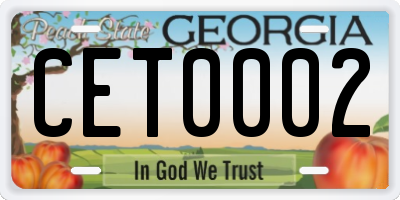 GA license plate CET0002