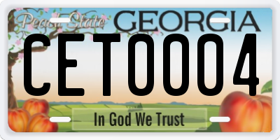 GA license plate CET0004