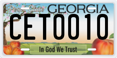 GA license plate CET0010