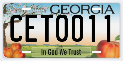 GA license plate CET0011