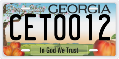 GA license plate CET0012
