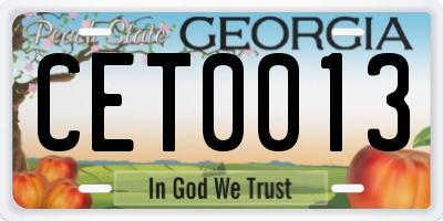 GA license plate CET0013
