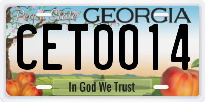 GA license plate CET0014