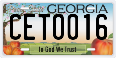 GA license plate CET0016