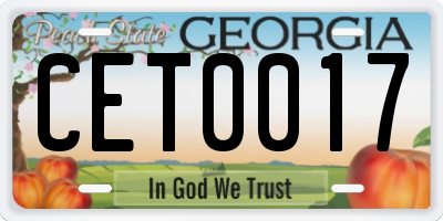 GA license plate CET0017