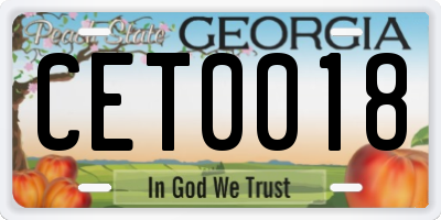 GA license plate CET0018
