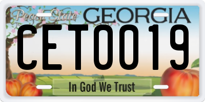 GA license plate CET0019