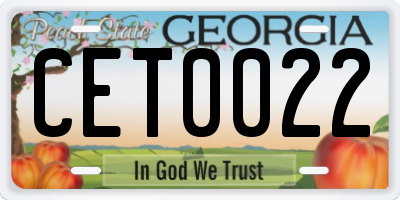GA license plate CET0022