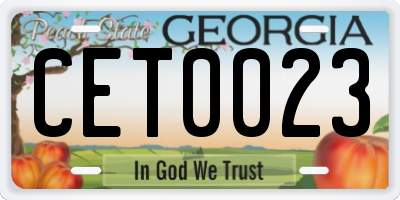 GA license plate CET0023
