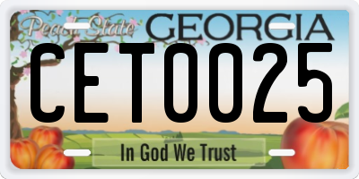 GA license plate CET0025