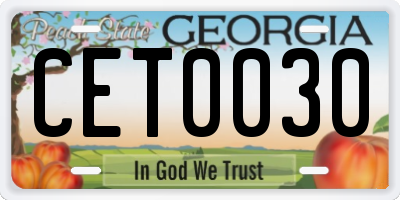 GA license plate CET0030