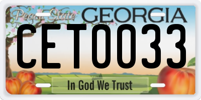 GA license plate CET0033