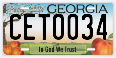 GA license plate CET0034