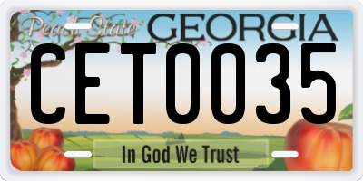 GA license plate CET0035