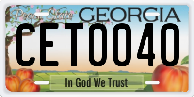 GA license plate CET0040