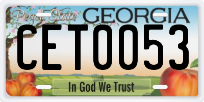 GA license plate CET0053